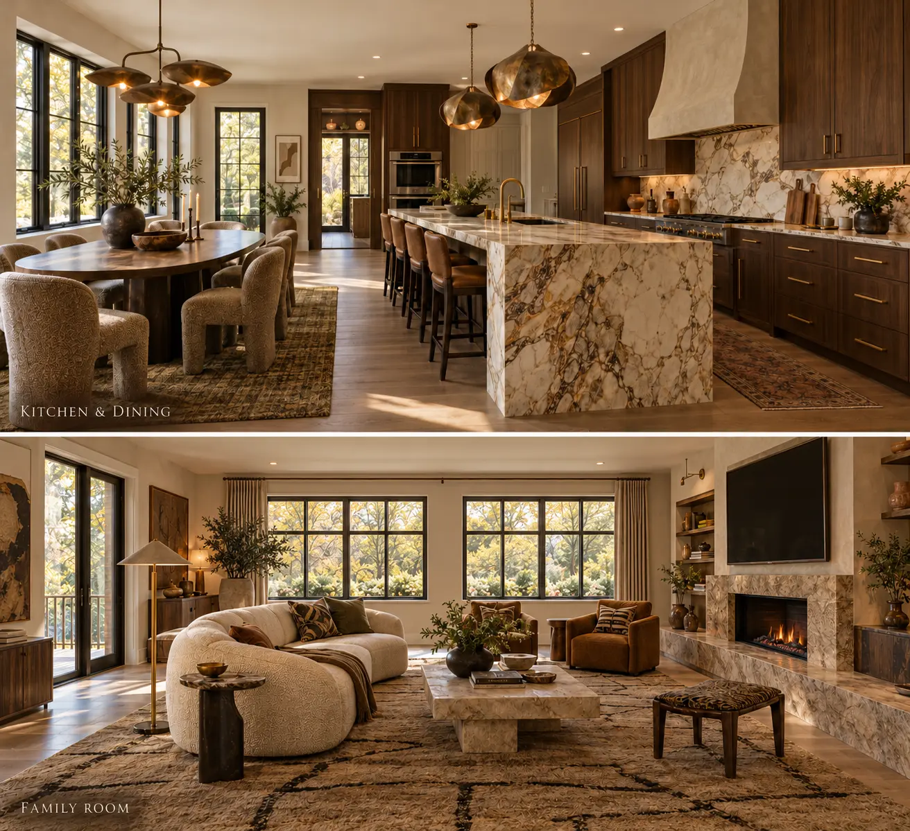 First-floor interior style concept of the kitchen and great room